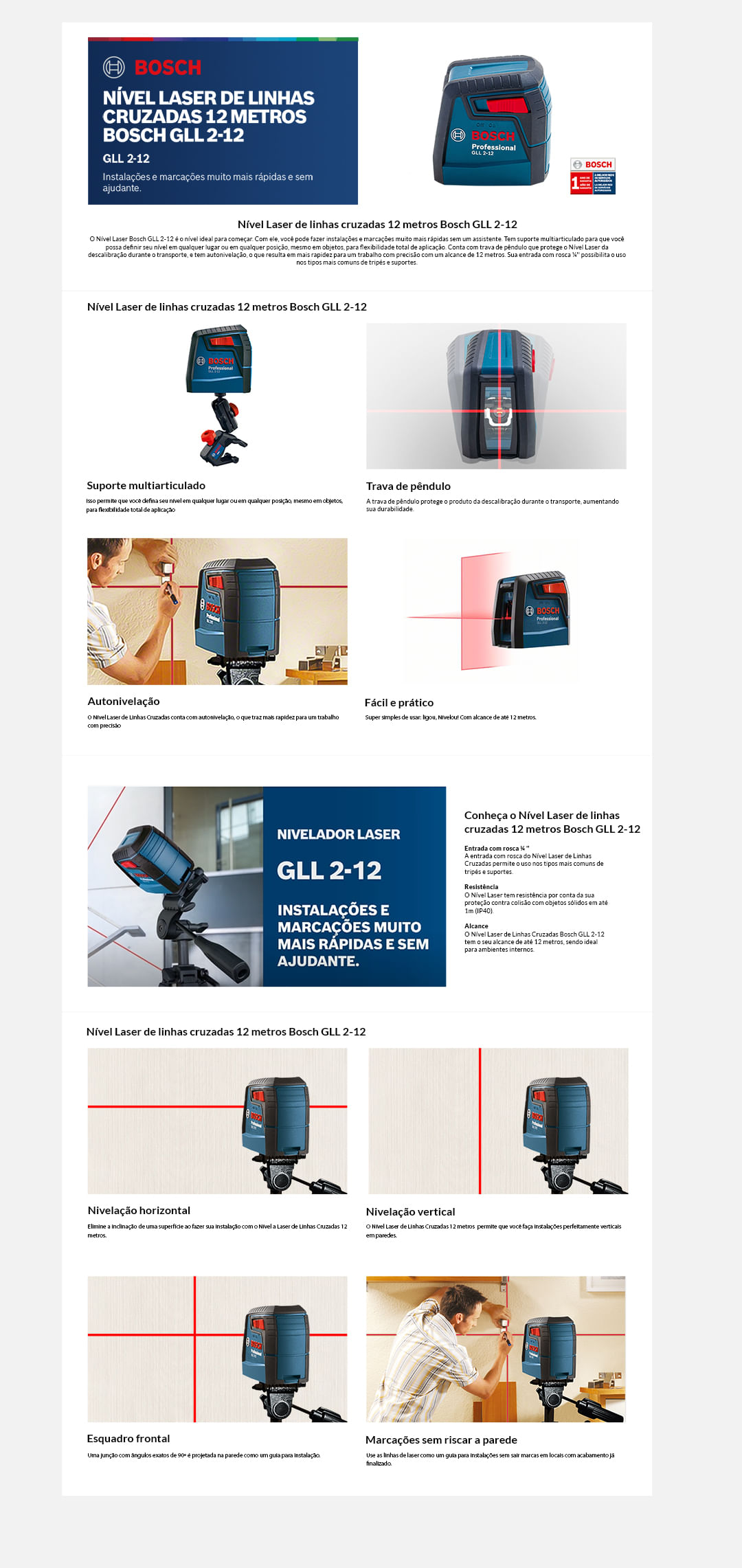 Nível a Laser GLL 2-12 Bosch