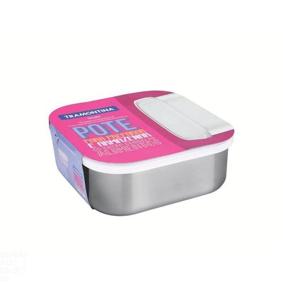Pote Tramontina Freezinox Em Aço Inox Quadrado Com Tampa Plástica 19 Cm 2,1 L Tramontina