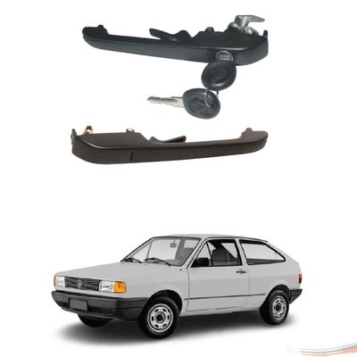 Par Maçaneta Ext Friso Preto C/ Chave Gol Parati G1 80 A 86