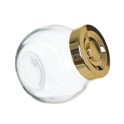Kit 3 Porta Temperos Em Vidro Com Tampa Metálica Dourado 170ml - D'rossi