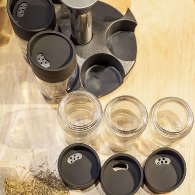 Porta Condimentos Temperos 6 Peças Cozinha Suporte Giratorio Para Casa Restaurantes