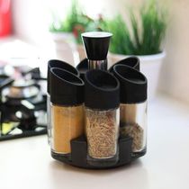 Porta Condimentos Temperos 6 Peças Cozinha Suporte Giratorio Para Casa Restaurantes