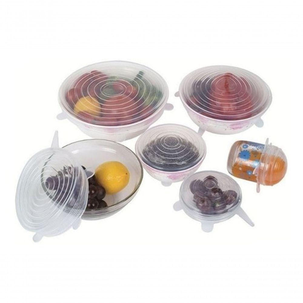 Kit 12 Tampas Panela Silicone Pote Forma Elástica