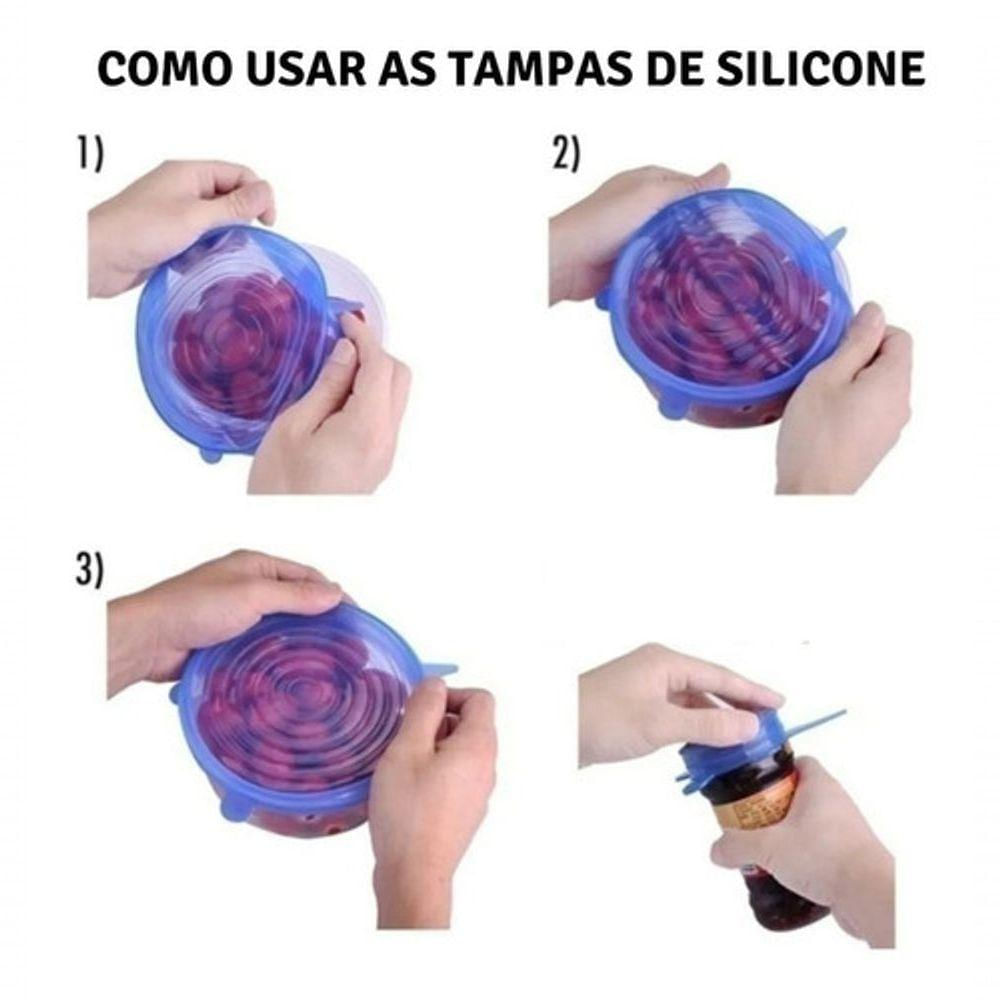 Kit 6 Tampas De Silicone Universal Panelas Vasilhas Lavável