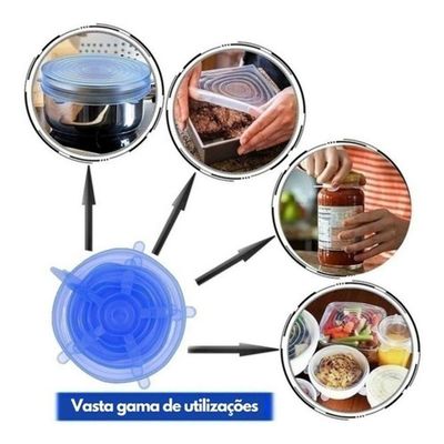 Kit 6 Tampas De Silicone Universal Panelas Vasilhas Lavável