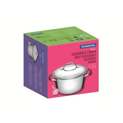 Caçarola Funda Allegra 22 Cm 4,2 L Em Aço Inox Com Fundo Triplo Tramontina 62654/220