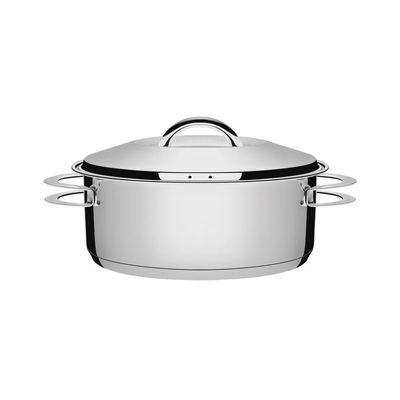 Caçarola Tramontina Solar Rasa Em Aço Inox Fundo Triplo Com Tampa E Alças 24 Cm 4,7 L