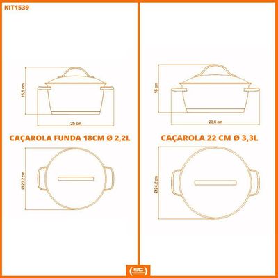 Conjunto De Caçarolas Allegra Inox 2 Peças Fundo Triplo 18 E 22 Cm - Tramontina