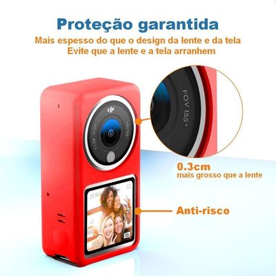 Capa de Proteção em Silicone Vermelho para DJI Action 2 - Telesin