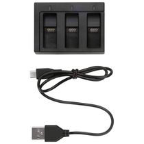 Carregador Triplo + Cabo USB para Câmeras GoPro 5/6/7/8 Black