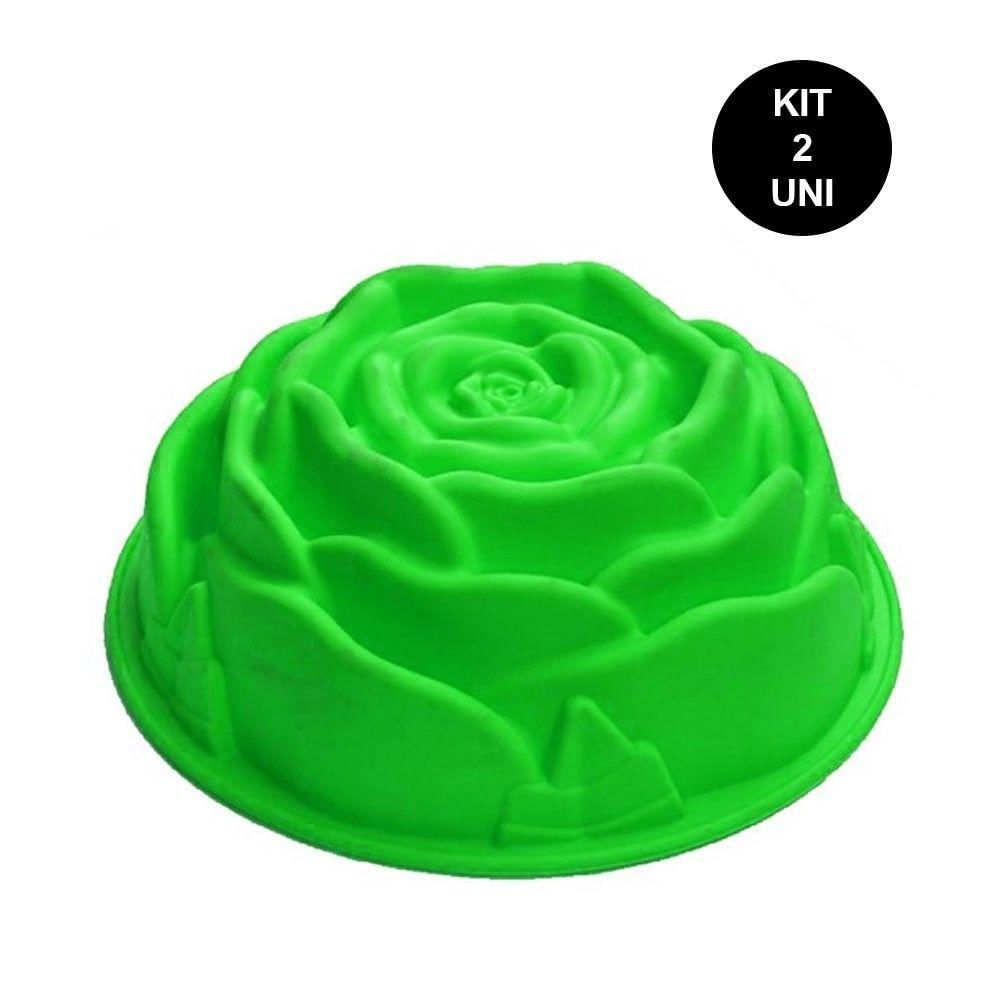 Forma De Silicone Rosa Flor Bolo Sobremesa Doces Kit 2Uni