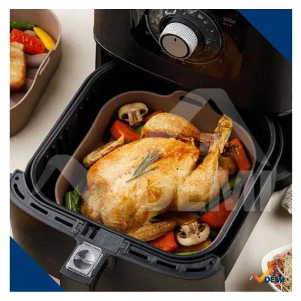 Forma De Silicone Quadrada Fritadeira Microondas C/ Alça