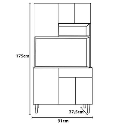 Cozinha Compacta Poliman Móveis Carol com 6 Portas e 1 Gaveta - 91cm de largura Branco