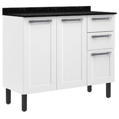 Balcão Triplo Itatiaia Florença com 3 Portas, 2 Gavetas e 2 Prateleiras - 105cm de largura Branco