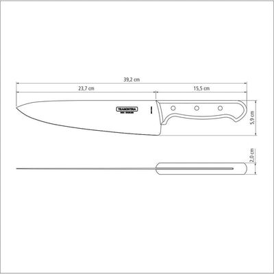 Faca Tramontina Para Carne 10" Lâmina Em Aço Inox Vermelho Polywood Tramontina