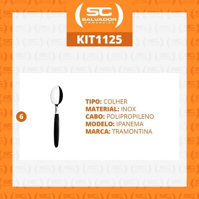 Kit - 6 Colheres De Mesa Ipanema Com Lâmina Em Aço Inox Cabo Preto Cptop - Tramontina 23363400