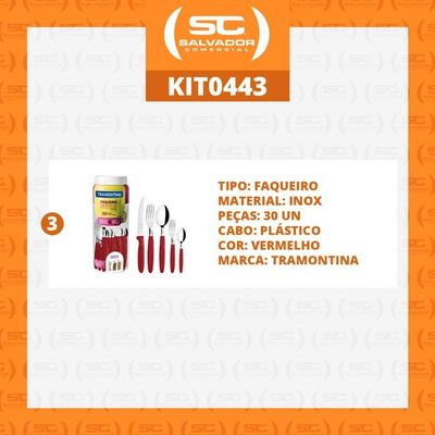 Kit - 3 Faqueiros Inox 30 Peças Ipanema Vermelho - Tramontina