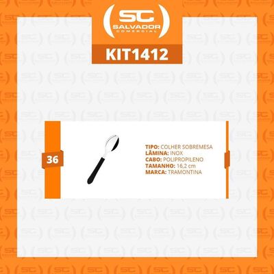 Kit - 36 Colheres De Sobremesa Leme Com Lâmina Em Aço Inox Cabo Preto Cspbag - Tramontina