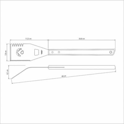 Espátula Multifuncional Com Serrilha Churrasco Lâmina Em Aço Inox E Cabo De Madeira 48 Cm