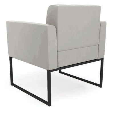 Poltrona Elisa Veludo Base Metálica Industrial Preto - D'rossi Cor Cinza