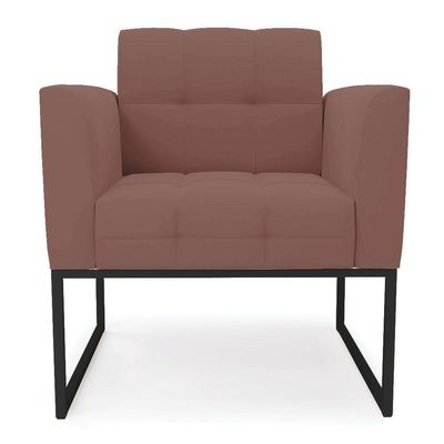 Poltrona Elisa Veludo Base Metálica Industrial Preto - D'rossi Cor Rose