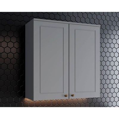 Armário Aéreo Cozinha Modulado Americana C- 2 Portas 80cm Cinza - Henn