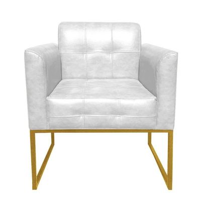 Poltrona Elisa Corano Linha Premium Metálica Dourado Branco