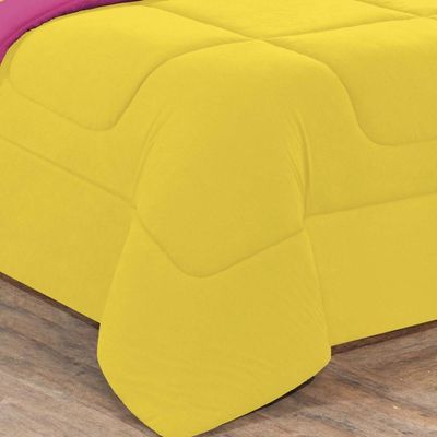 Kit Edredom Malha 100% Algodão Gran Moratta 3 Peças Casal - Amarelo-pink