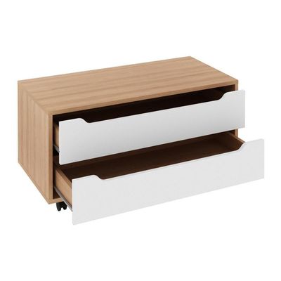 Gabinete Banheiro 80cm 2 Gavetas Retrô Com Rodízios Multimóveis Cr10121 Amêndoa-branco