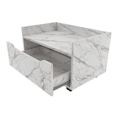 Gabinete Banheiro 60cm Com 1 Gaveta E Rodízios Multimóveis Cr10124 Mármore Branco Mármore Branco