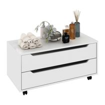 Gabinete Banheiro 80cm 2 Gavetas Retrô Com Rodízios Multimóveis Cr10121 Branco Branco