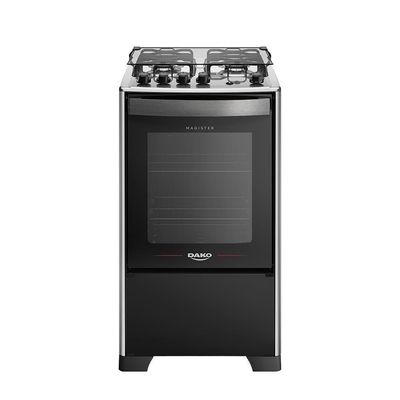 Fogão 4 Bocas Preto Com Mesa Inox Dako Magister Bivolt