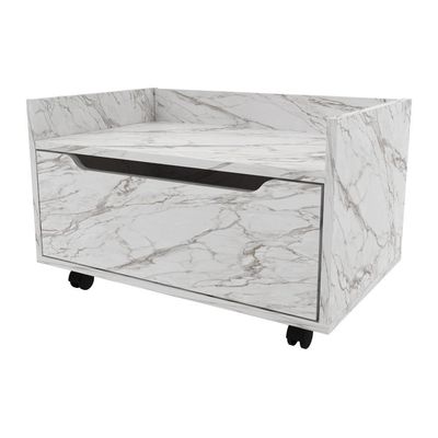 Gabinete Banheiro 60cm Com 1 Gaveta E Rodízios Multimóveis Cr10124 Mármore Branco Mármore Branco
