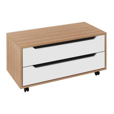 Gabinete Banheiro 80cm 2 Gavetas Retrô Com Rodízios Multimóveis Cr10121 Amêndoa-branco