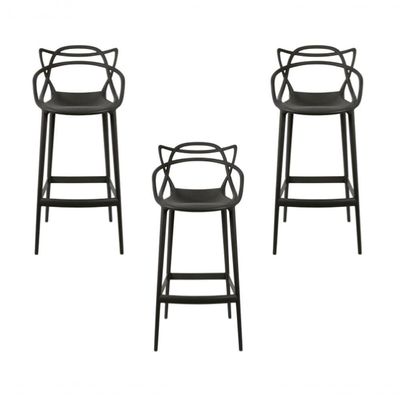 Kit 3 X Banquetas Médias Masters Allegra 66 Cm Preto