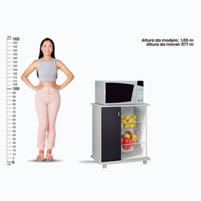 Balcão Fruteira Multiuso Ditália Mf-95 Branco/preto