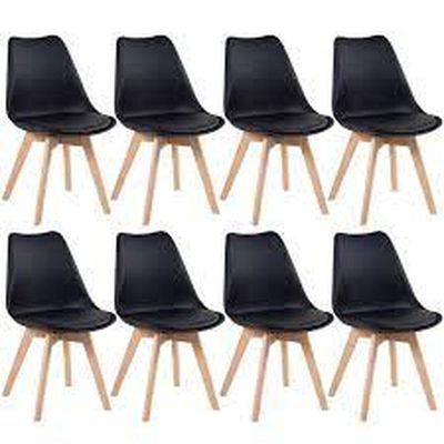 Kit C/ 8 Cadeiras Leda ? Charles Eames Saarinen Wood Preta