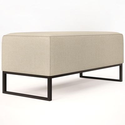 Puff Cléo W01 Base De Ferro 90 Cm Linho Champagne