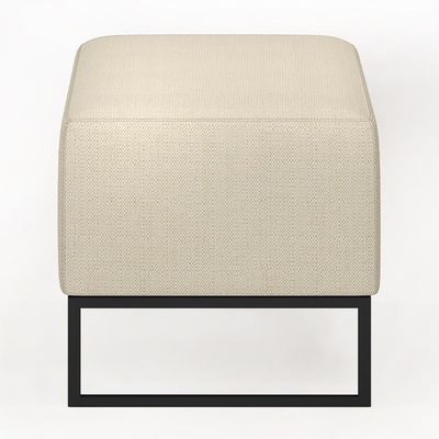 Puff Cléo W01 Base De Ferro 90 Cm Linho Champagne