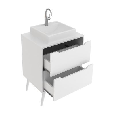 Gabinete Banheiro 60cm 2 Gavetas Retrô Multimóveis Cr10119 Branco Branco