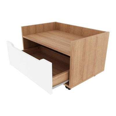 Gabinete Banheiro 60cm Com 1 Gaveta E Rodízios Multimóveis Cr10124 Amêndoa-branco Amêndoa-branco