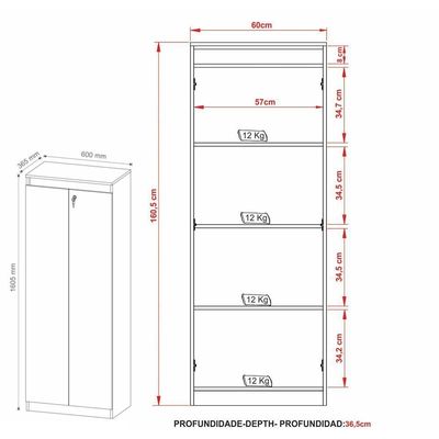 Armário Escritório 2 Portas Multimóveis Cr25048 Amêndoa-preto