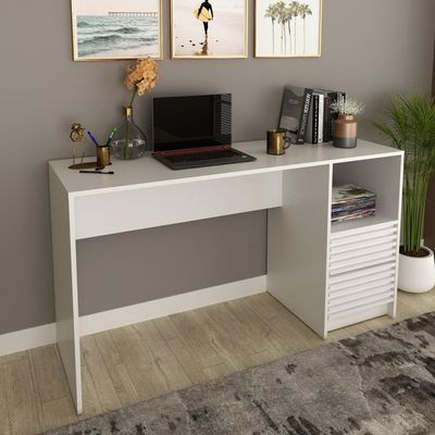 Escrivaninha-mesa Escritório 135,8cm 2 Gavetas E Nicho Multimóveis Cr25262 Branco Branco