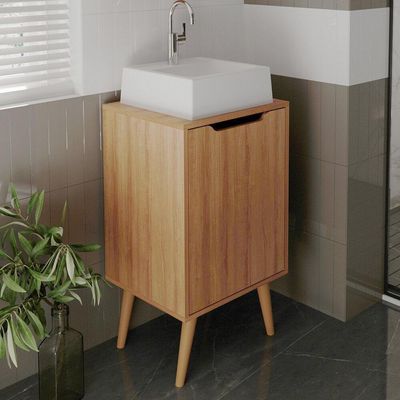 Gabinete Banheiro 45cm 1 Porta Retrô Multimóveis Cr10120 Amêndoa Amêndoa