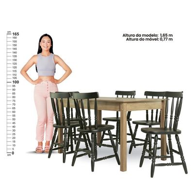 Mesa De Jantar Ditália Com 6 Cadeiras Ja-225 Cor:diamond Diamond