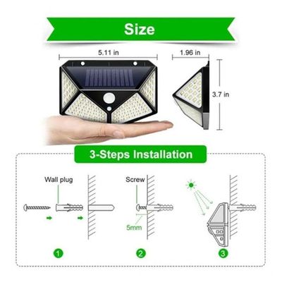 Luminaria Solar 100 Leds Branco Quente Sensor de Movimento