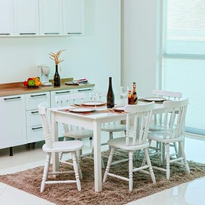 Mesa De Jantar Ditália Com 6 Cadeiras Ja-225 Cor:branco Branco