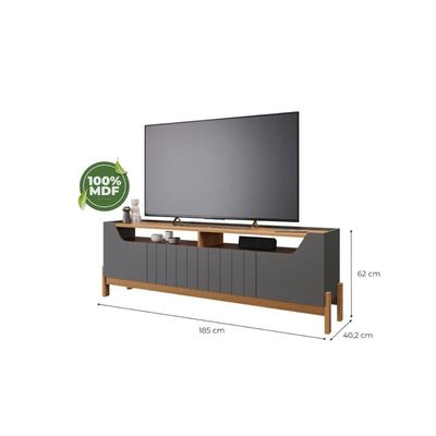 Home para TV Moema até 70 Polegadas c/ 4 Portas e 2 Nichos Off White/Nature - Permóbili