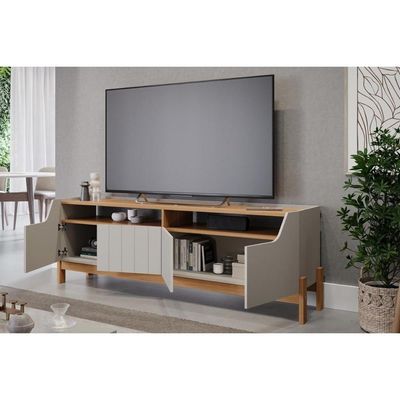 Home para TV Moema até 70 Polegadas c/ 4 Portas e 2 Nichos Off White/Nature - Permóbili