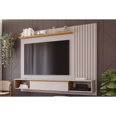 Home para TV Bahamas até 65 Polegadas c/ 1 Porta e 2 Nichos Off White/Nature - Permóbili
